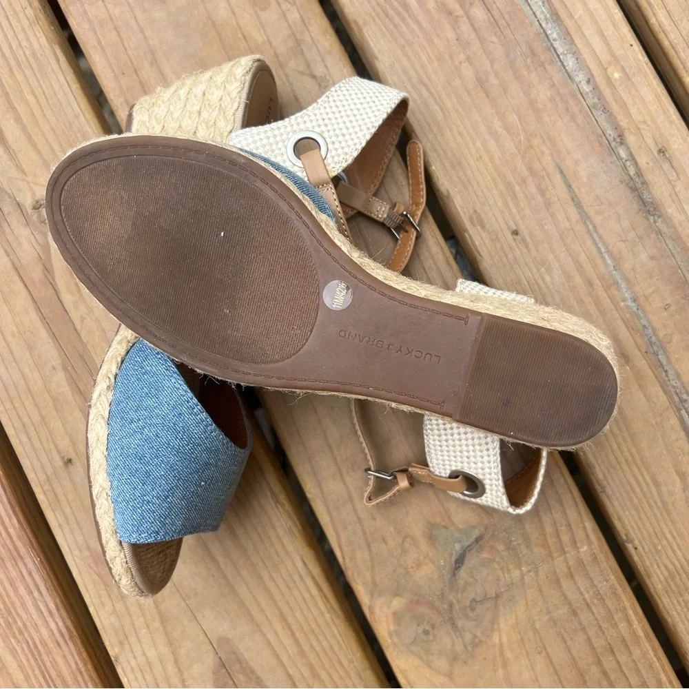 Lucky Brand wedge denim ankle strap sandal